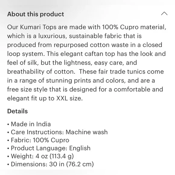 Cupro Kaftan Blue Mandala Women's Top from Seyva - Picture 6 of 6